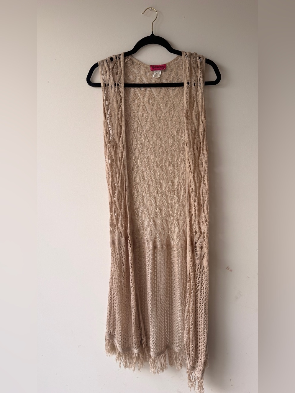Pink Knit Openwork Maxi Skirt - Unbranded